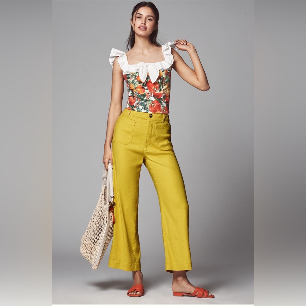 Maeve Colette Linen Blend Crop Wide-Leg Pants